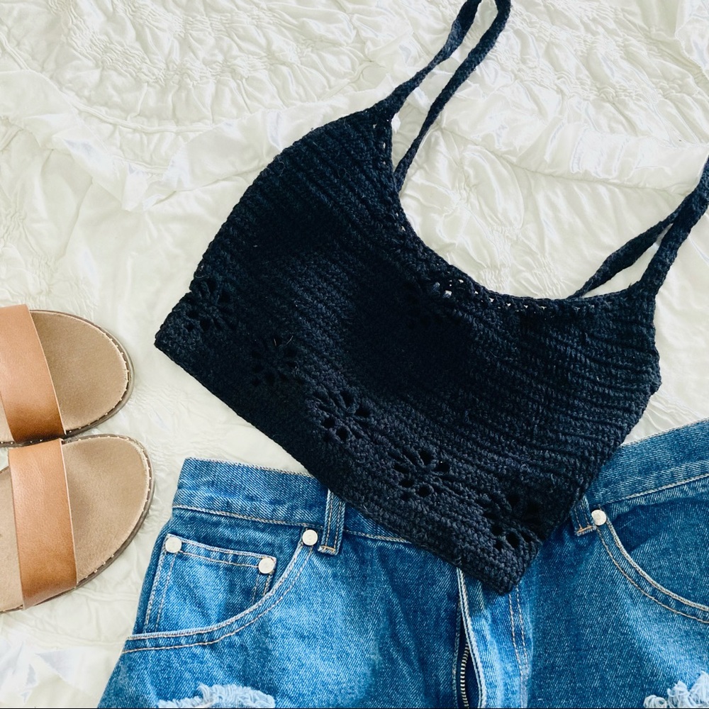 FP Black Crochet Crop Top